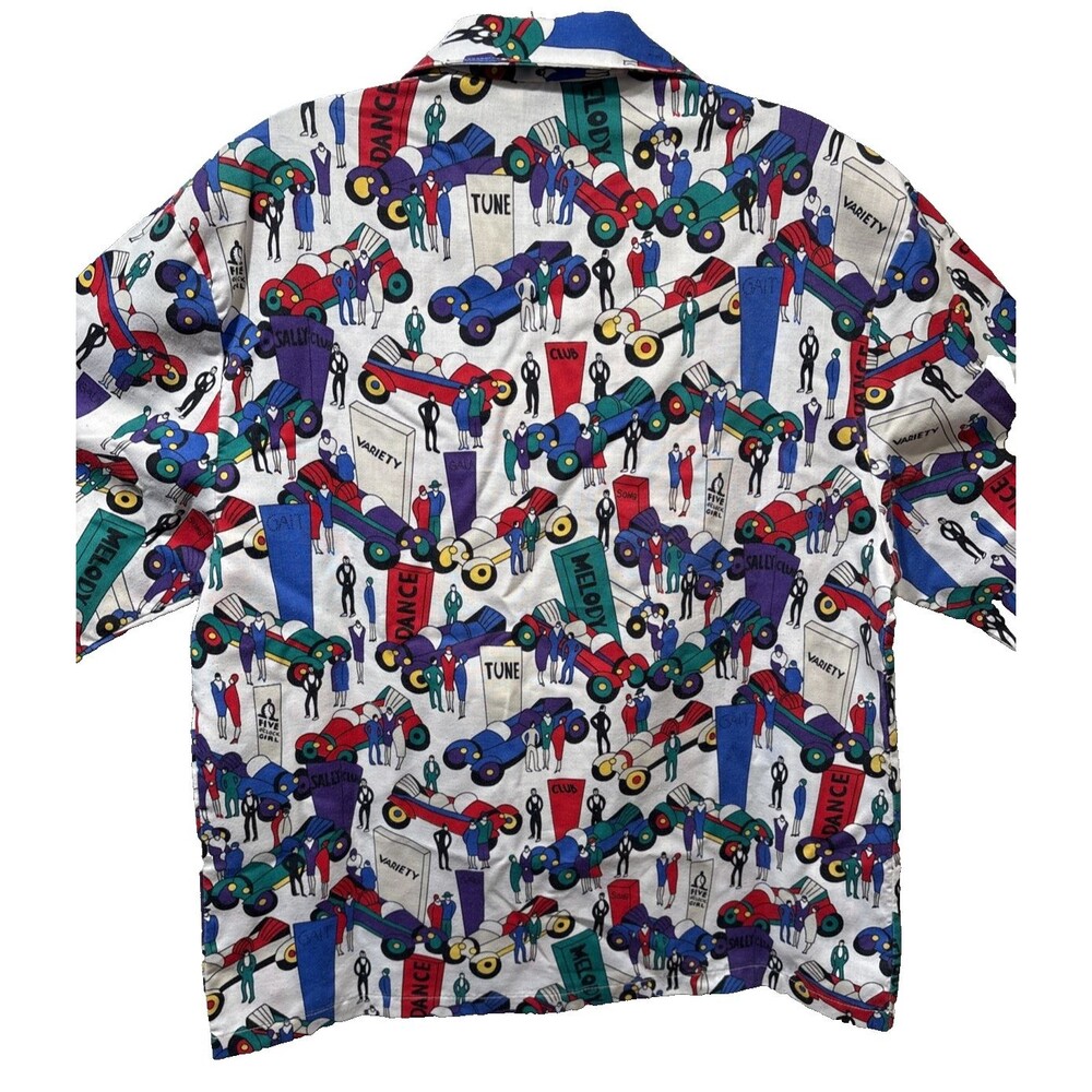 Cheryl Tiegs Sears Button Up Shirt Women 8  Stylized Print 1/2 Sleeve Vintage